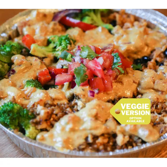 Vegan Cheesy Fajita Bowl by New World Kitchen — May 13