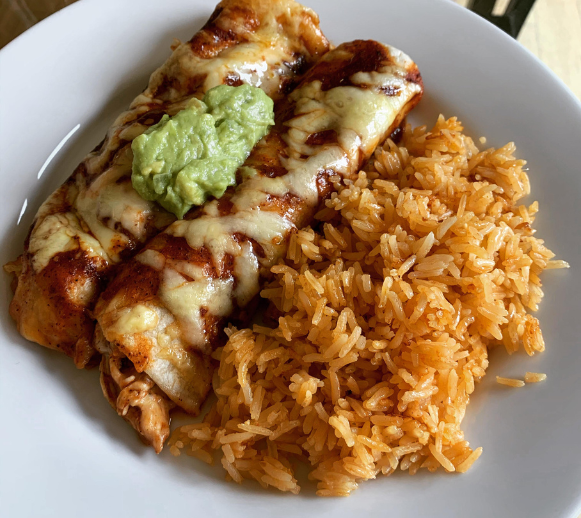 Beef (or Black Bean) & Veggie Enchiladas w/ Spanish Rice — Grab & Go / freezer meal