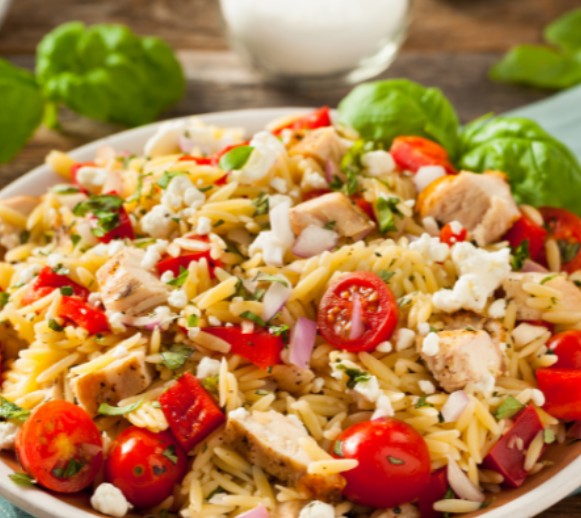Caprese Chicken (or White Bean) Orzo Casserole — Grab & Go / freezer meal