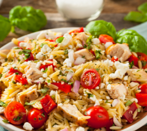 Caprese Chicken (or White Bean) Orzo Casserole — Grab & Go / freezer meal