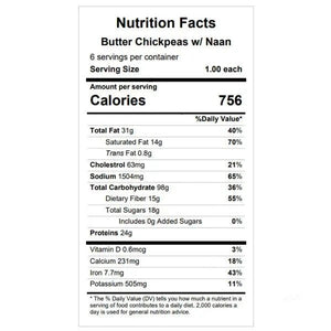 Butter Chicken (OR Chickpeas) w/ Naan — Grab & Go / freezer meal