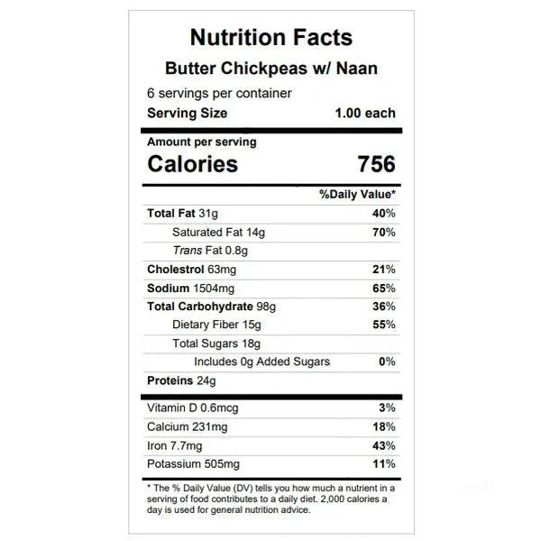 Butter Chicken (OR Chickpeas) w/ Naan — Grab & Go / freezer meal