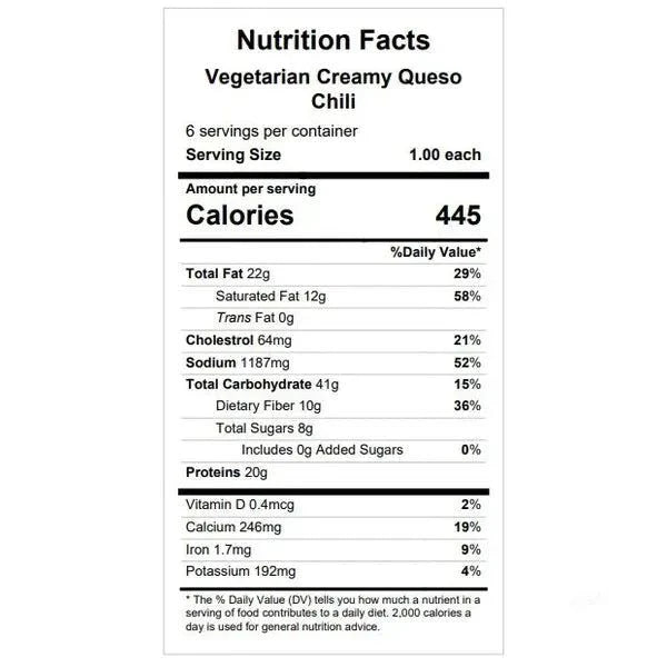 Creamy Queso Chili (vegetarian option available) — Grab & Go / freezer meal