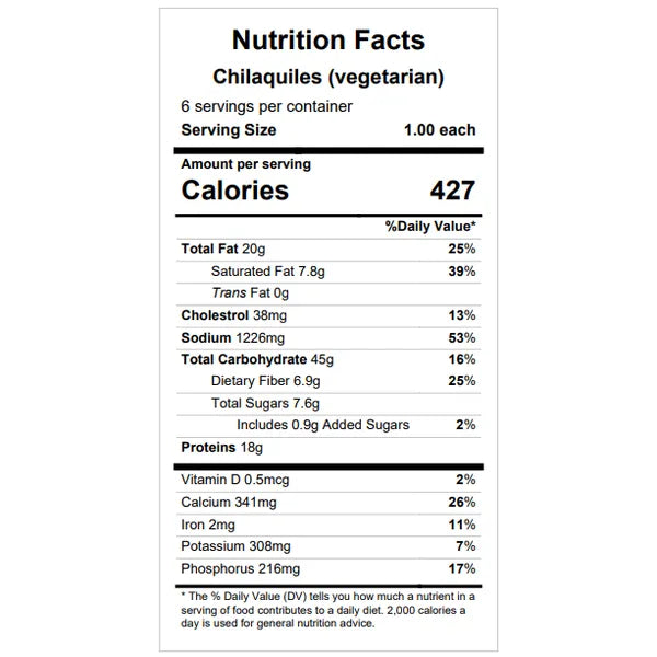 Chilaquiles (vegetarian option available) — August 6 or August 11