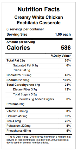 Creamy White Chicken Enchilada Casserole — January 14 or January 19