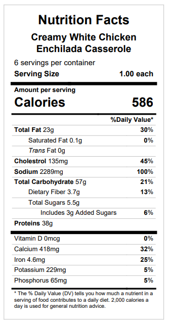 Creamy White Chicken Enchilada Casserole — January 14 or January 19