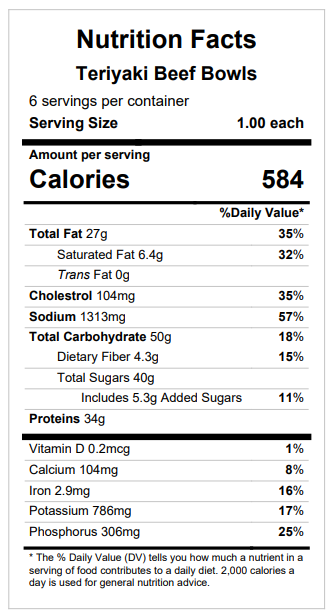 Teriyaki Beef Bowls — November 12 or November 17