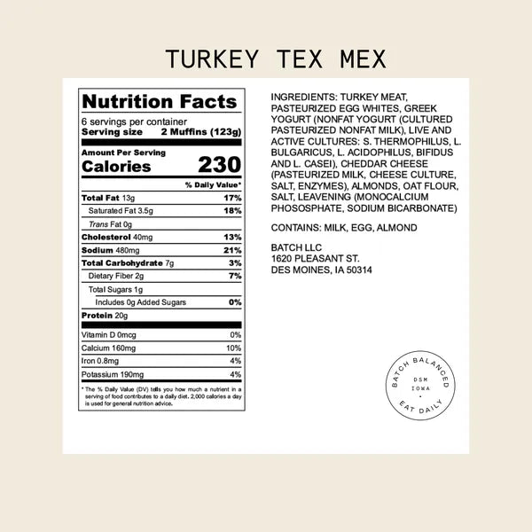 Turkey Tex-Mex or Chocolate Peanut Butter or Cinnamon Muffin Batter by Batch Balanced — September 17 or September 22