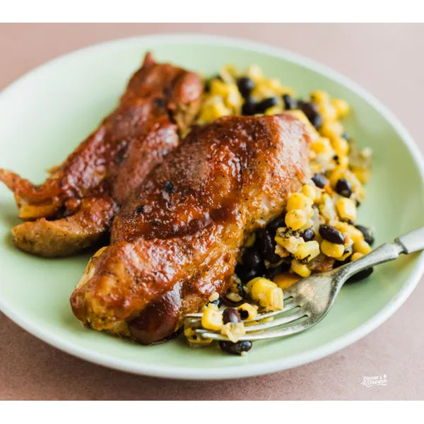 BBQ Country Pork Ribs w/ Fiesta Beans & Corn — Grab & Go / freezer meal
