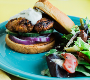 Gyro Turkey Burgers w/ Mediterranean Salad — June 10 or June 15