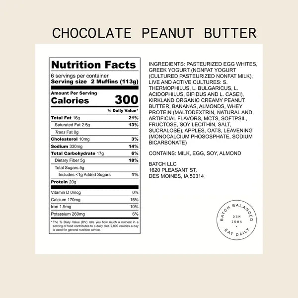 Turkey + Cheddar or Chocolate Peanut Butter or Banana Bread Muffin Batter by Batch Balanced — February 26 or March 3