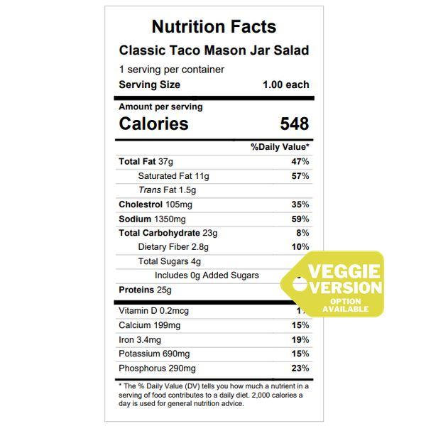 Classic Taco Mason Jar Salad — December 17 or December 22