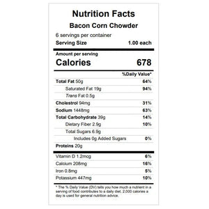 Bacon Corn Chowder (vegetarian option available) — February 12 or February 17