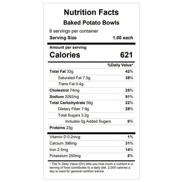 Baked Potato Bowls (vegetarian option available) — June 25 or June 30