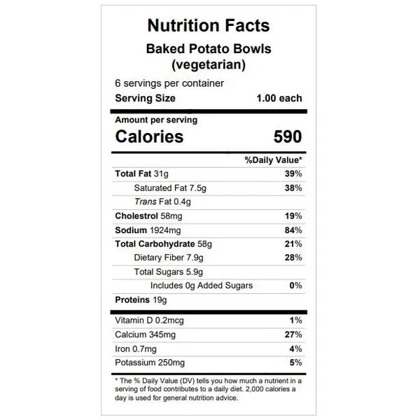 Baked Potato Bowls (vegetarian option available) — June 25 or June 30
