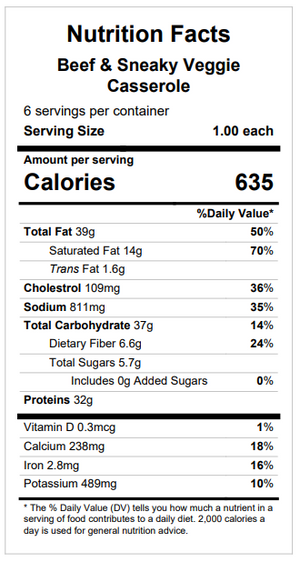 Beef & Sneaky Veggie Casserole — January 7 or January 12