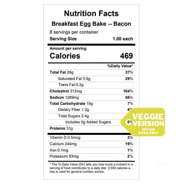 Breakfast Egg Bake (Bacon, Ham, Sausage, or Vegetarian) — Grab & Go / freezer meal