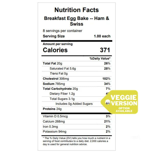 Breakfast Egg Bake (Bacon, Ham, Sausage, or Vegetarian) — Grab & Go / freezer meal