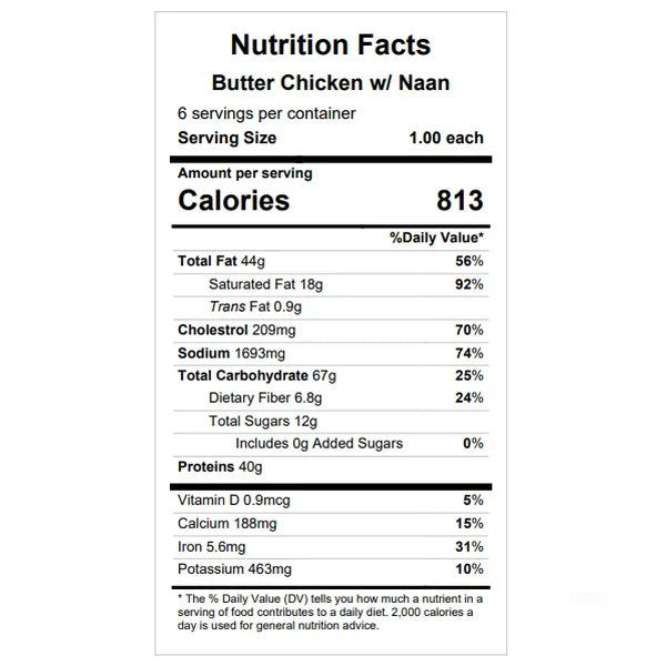 Butter Chicken (OR Chickpeas) w/ Naan — Grab & Go / freezer meal