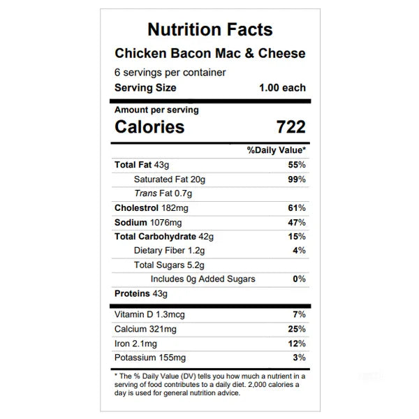 Chicken Bacon Mac & Cheese — Grab & Go / freezer meal