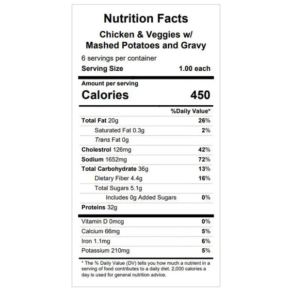 Chicken & Veggies w/ Mashed Potatoes and Gravy — July 30 or August 4