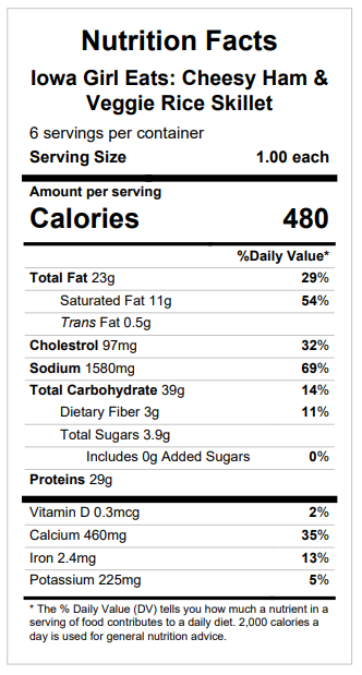 Iowa Girl Eats: Cheesy Ham & Veggie Rice Skillet — January 14 or January 19