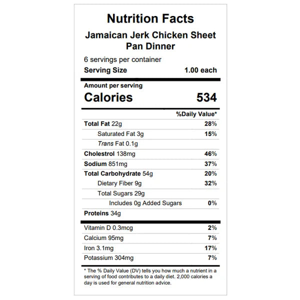 Jamaican Jerk Chicken Sheet Pan Dinner — January 8 or January 13