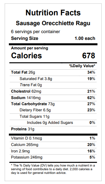 Sausage Orecchiette Ragu — December 3 or December 8
