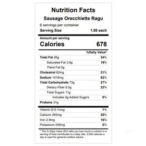 Sausage Orecchiette Ragu — Grab & Go / freezer meal