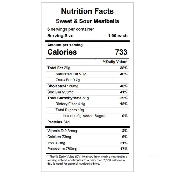 Sweet & Sour Meatballs — Grab & Go / freezer meal