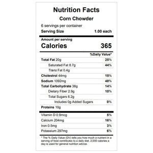 Bacon Corn Chowder (vegetarian option available) — February 12 or February 17