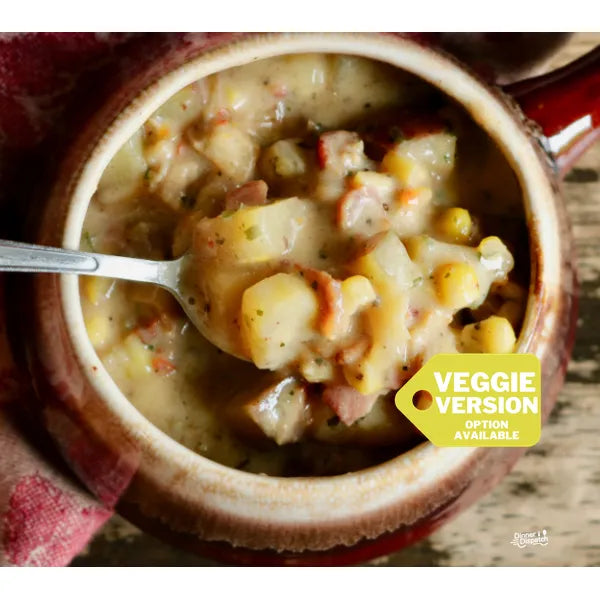 Bacon Corn Chowder (vegetarian option available) — Grab & Go / freezer meal