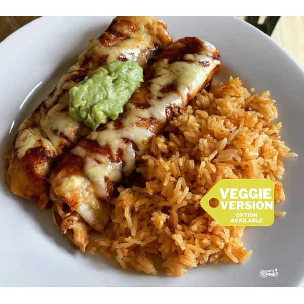 Beef (or Black Bean) & Veggie Enchiladas w/ Spanish Rice — Grab & Go / freezer meal