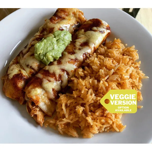 Beef (or Black Bean) & Veggie Enchiladas w/ Spanish Rice — Grab & Go / freezer meal