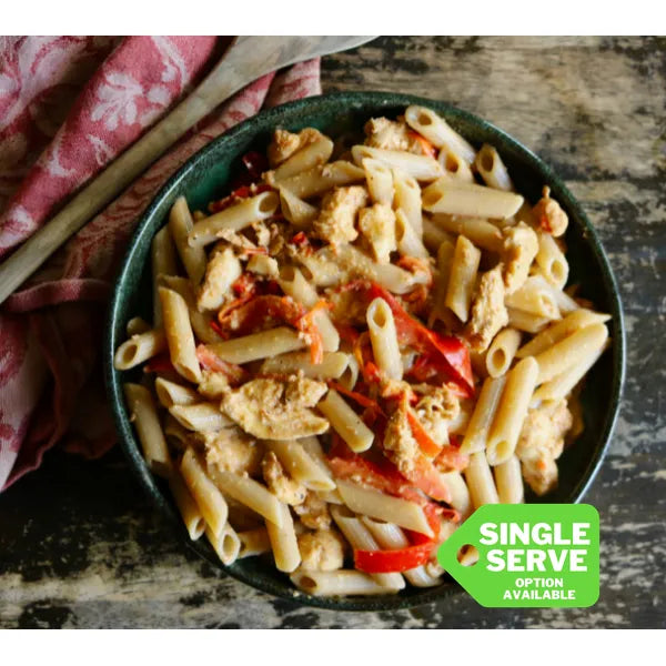 Creamy Cajun Shrimp (or Chicken) and Pepper Pasta — August 13 & August 18