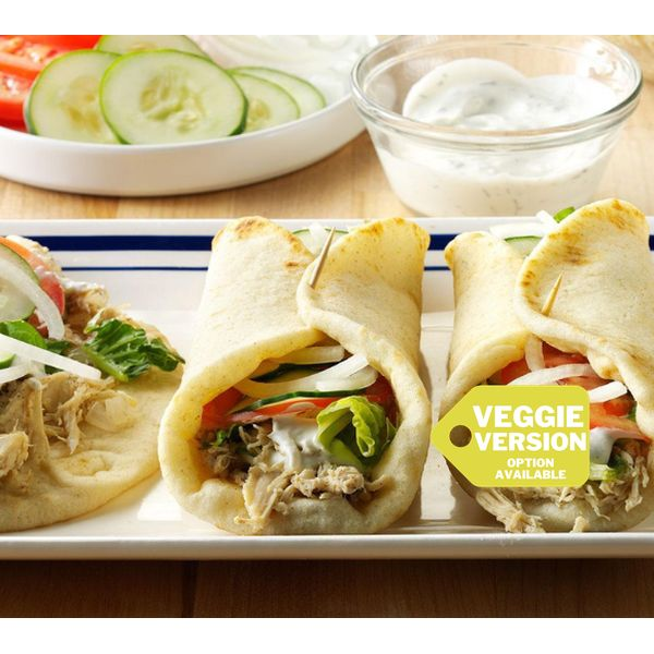 Greek Chicken (OR Falafel) Gyros — Grab & Go / freezer meal