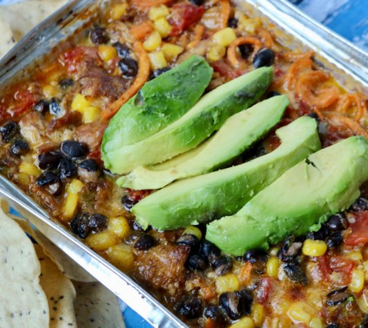 Mexican Sweet Potato Chicken Casserole (vegetarian option available) — October 2