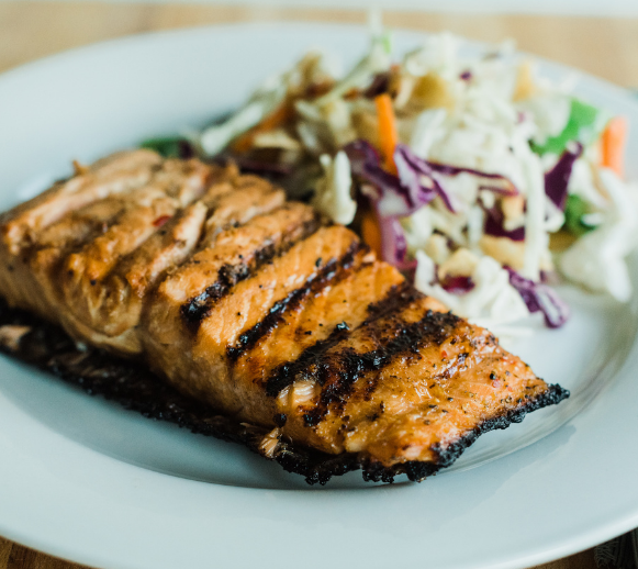Teriyaki Grilled Salmon (OR Pork) w/ Crunchy Asian Salad — August 6 or August 11